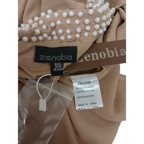 Sleeveless Blouse With Pearl Embellished Collar & Pocket Trim Zenobia 3XL - Picture 4 of 5